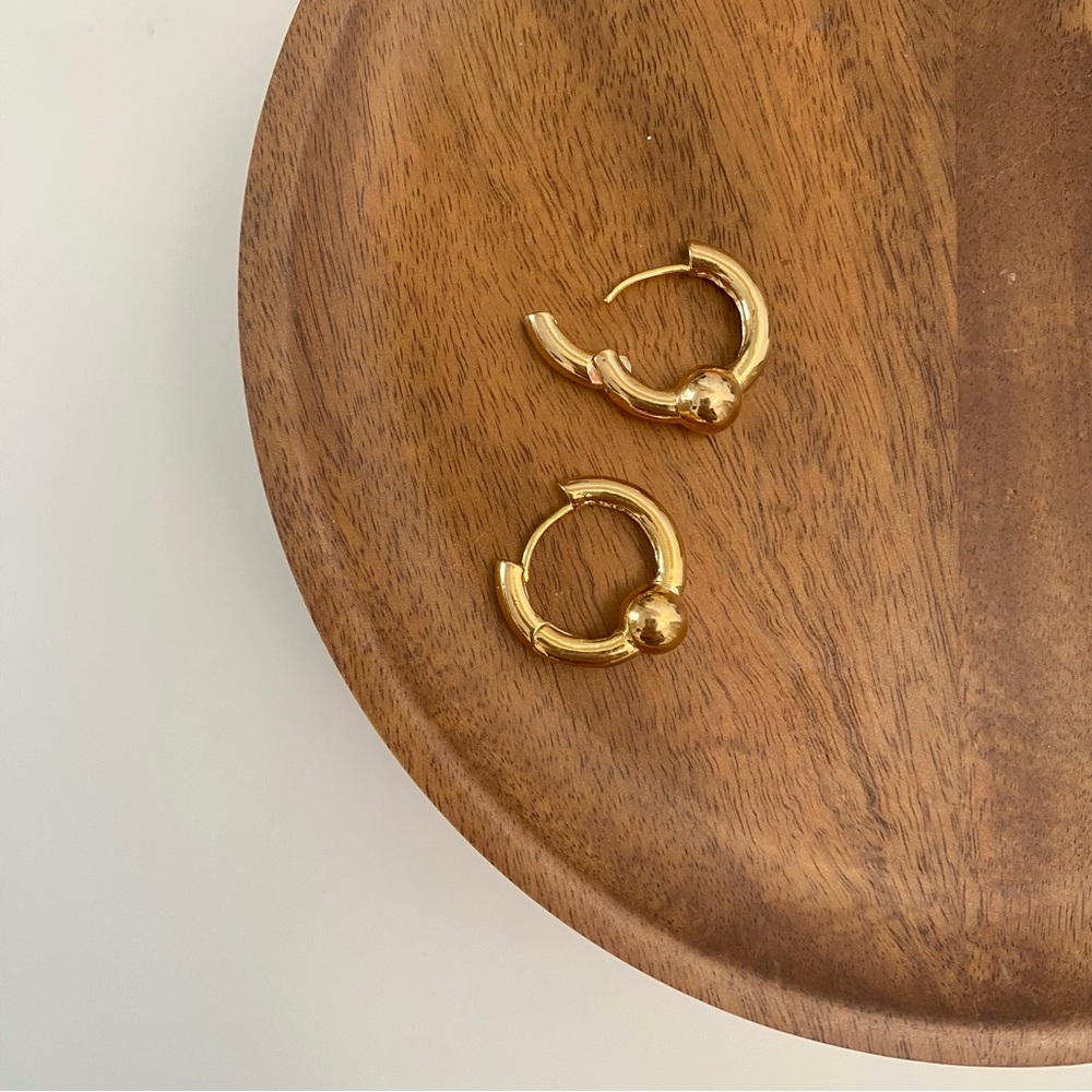 3/$20 18K Gold Plated Brass Copper Small Huggies Hoops Ball Earrings